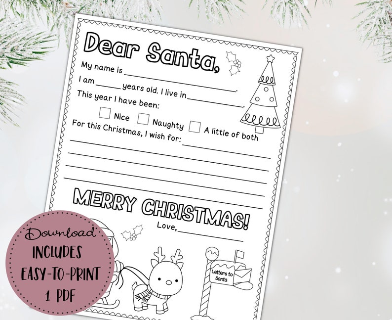 Letter to Santa Coloring Page Printable - Il 794xN.4350385326 87y6 