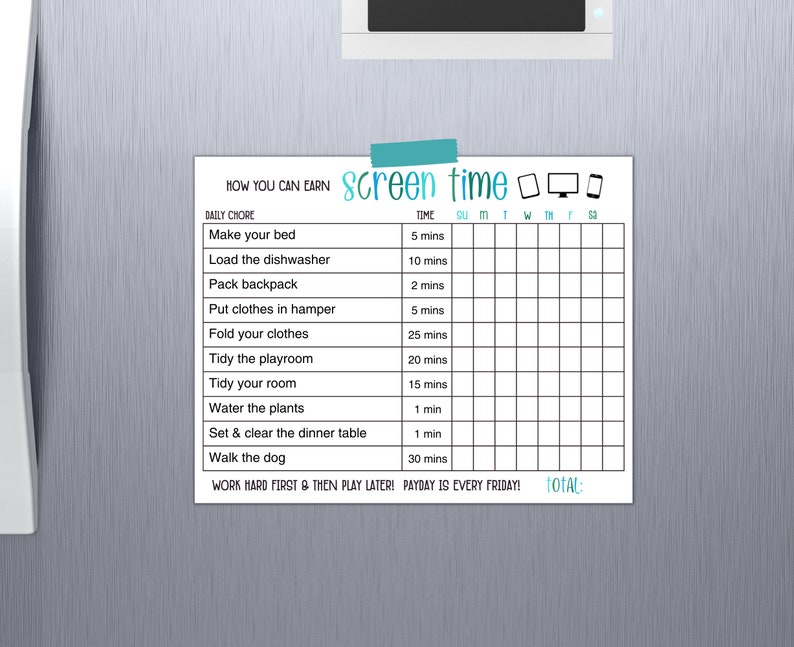 Editable Screen Time Checklist | How to Earn Screen Time Chart | Daily ...