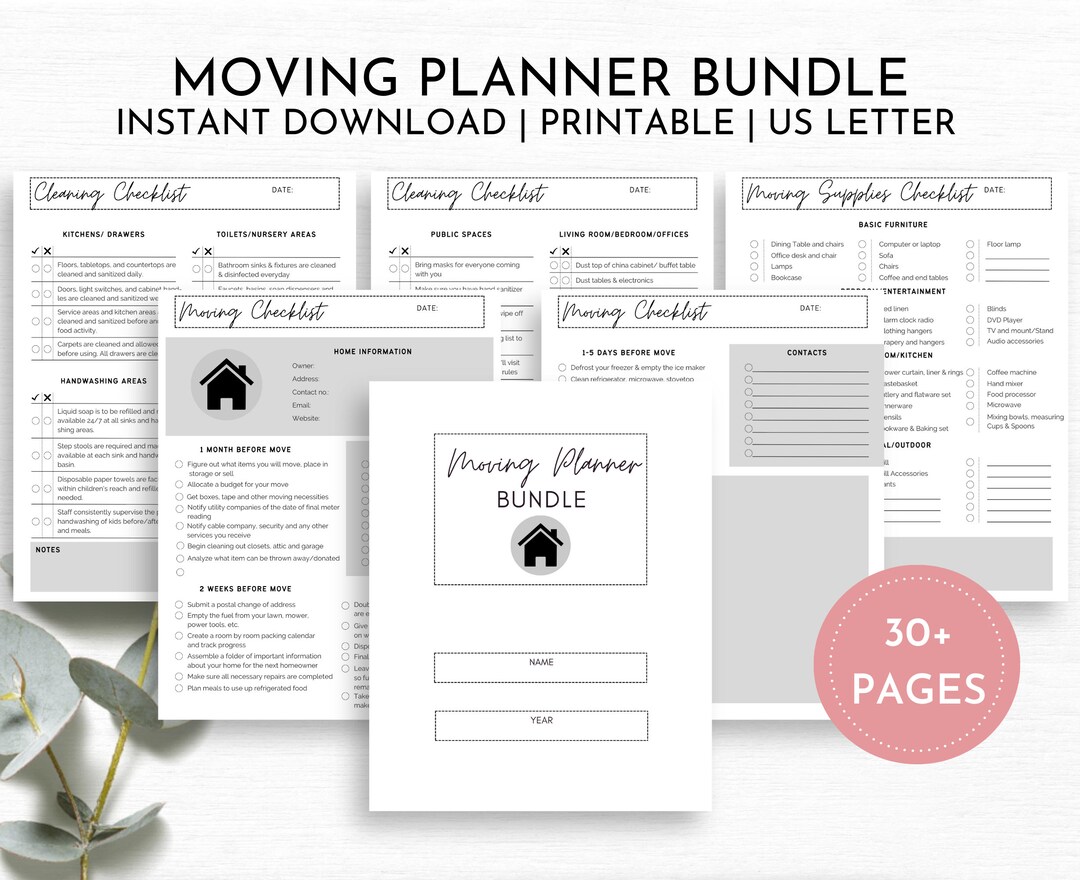 Moving Planner Bundle Printable Moving Planner Kit Moving - Etsy