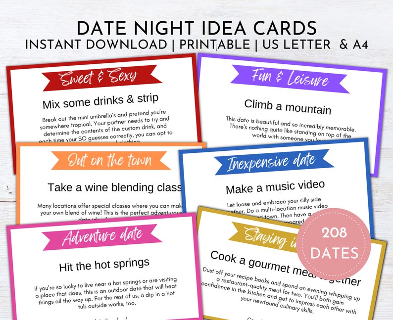 Date Night Cards Date Night Ideas for Couples Anniversary Etsy