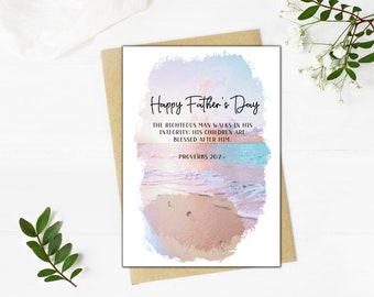 Christian Father's Day Card | Proverbs 20:7 | Following in Dad's Footsteps Card | Gift For Christian Dad | Last Minute Fathers Day Card