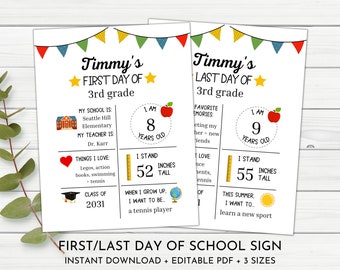 First Day of School Sign | Editable First and Last Day of School Sign | Last Minute School Sign | Unisex school sign for kids