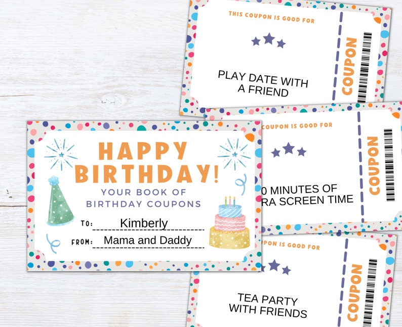 Birthday Coupon Book Printable Birthday Coupons for Kids Birthday