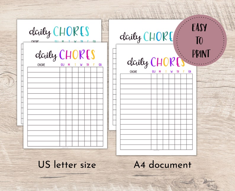 Editable Chore Chart Kids Chore Chart Chore Chart Etsy
