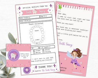 Editable Mini Tooth Fairy Letter | Tooth Fairy Note Printable | Tooth Fairy Receipt | First Tooth | Tooth Fairy Gift | Editable PDF