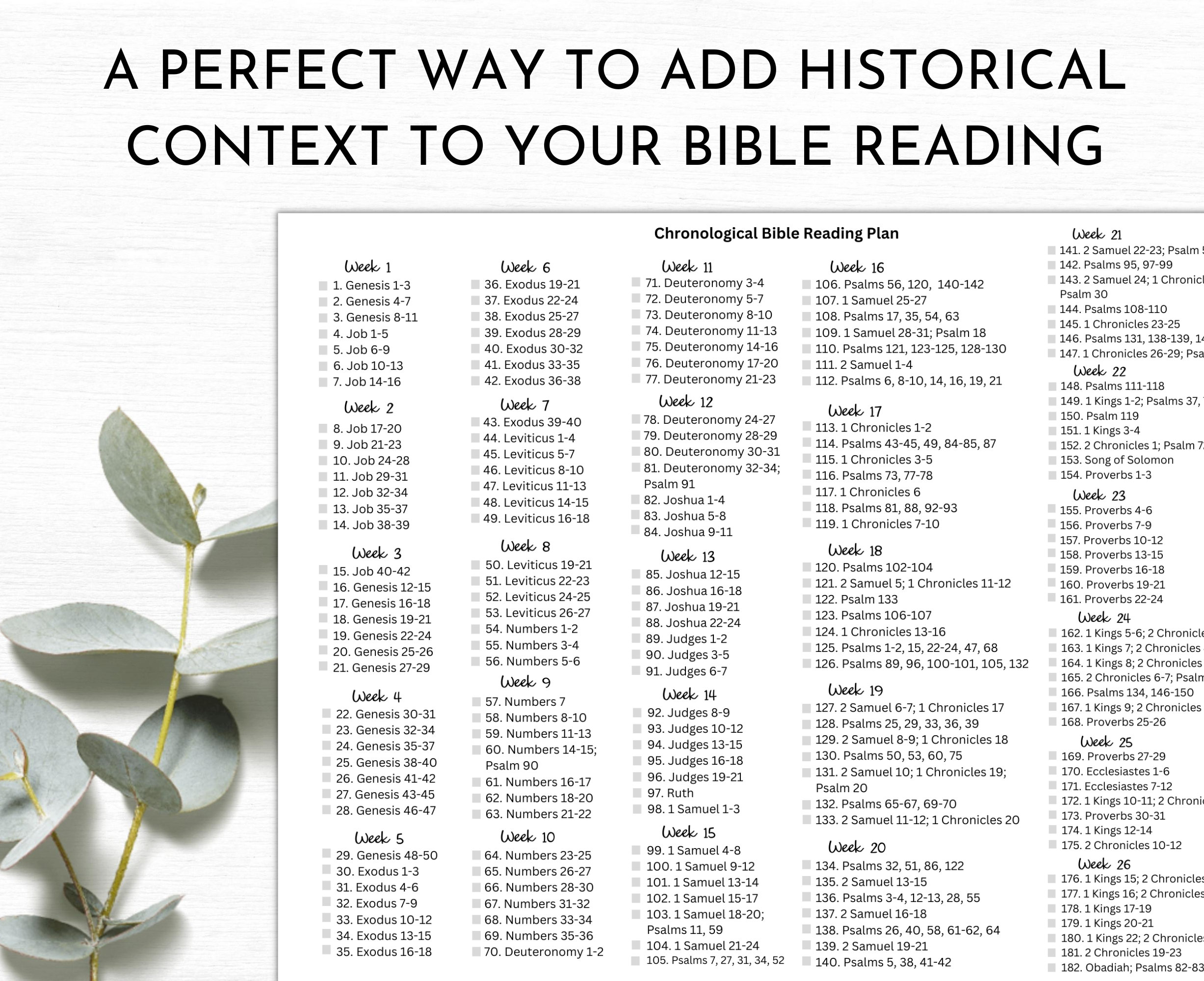 Chronological Bible Reading Tracker | Read the Bible in a Year | 365 ...