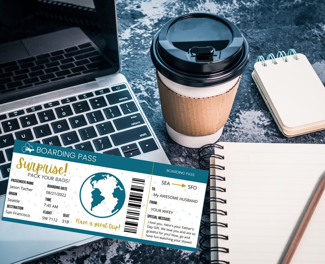 Printable Surprise Trip Ticket Airplane Ticket Editable - Etsy