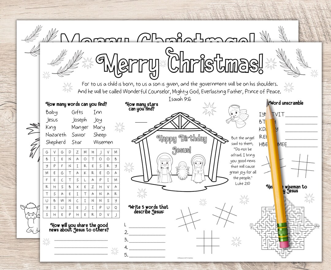 Christmas Nativity Placemat Activity Printable Nativity Scene Activity Sheets Christmas Activity