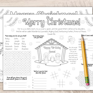 Christmas Nativity Placemat Activity Printable Nativity Scene Activity ...