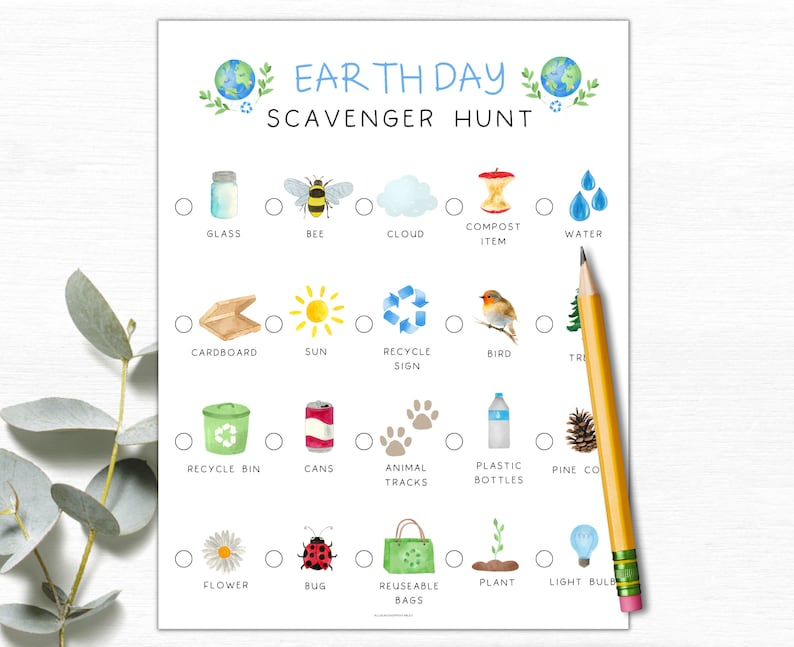 Earth Day Scavenger Hunt Printable Earth Day Kids Activity Etsy Earth Day Scavenger Hunt Printable Earth Day Kids Activity Etsy