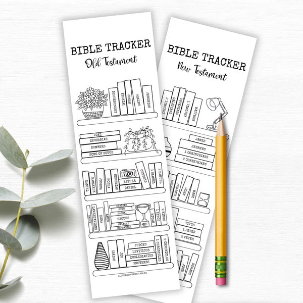 Bible Bookshelf Coloring Bookmark | Bible Book Tracker Printable | Bible Reading Plan | Bible Bookmark to color | Colorable Bible Books