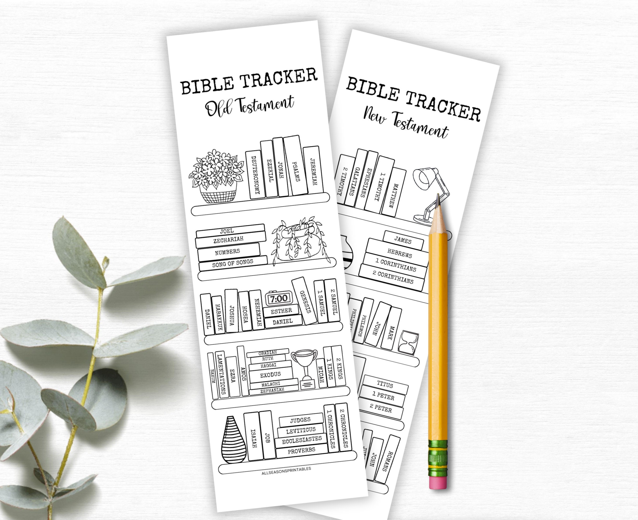 Bible Bookshelf Coloring Bookmark | Bible Book Tracker Printable ...