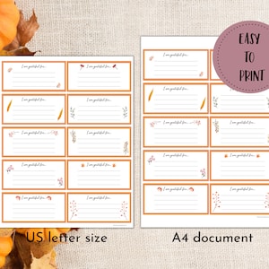 I am thankful for cards printable | Thanksgiving Gratitude Card Template | Printable Thankful Cards image 3