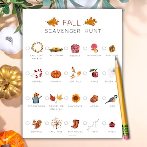 Chasse au trésor d'automne à imprimer | Activité de plein air d'automne | Activité de recherche de charognards dans le quartier | Jeux d'automne | Activité d'automne