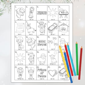 Nativity Advent Coloring Countdown | Printable Advent Calendar for Kids | Christmas Advent Calendar | Coloring Advent Calendar