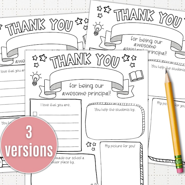 Thank You Principal Appreciation Day | Thank You Principal Note | Thank You Principal Coloring Page | End of School Year Gift