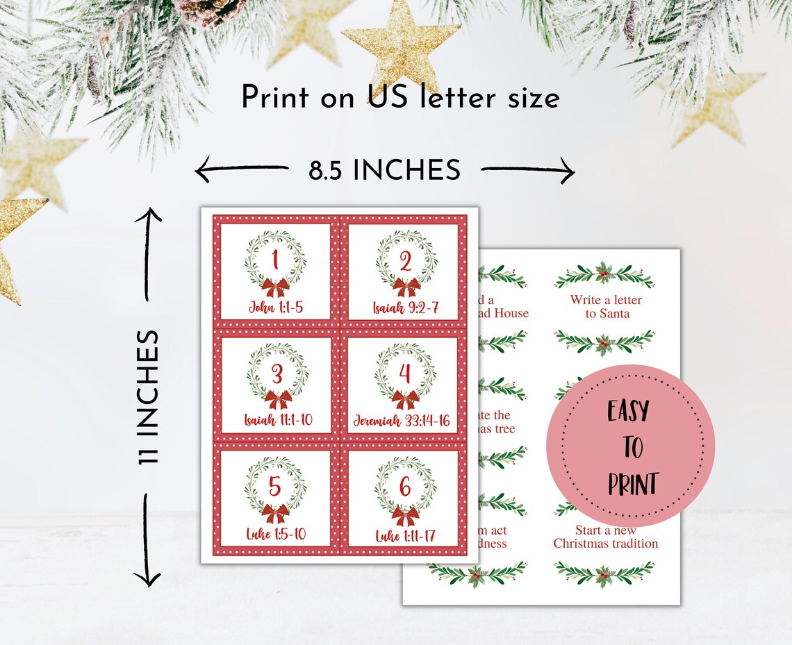 Christmas Advent Calendar Printable Christian Advent Etsy