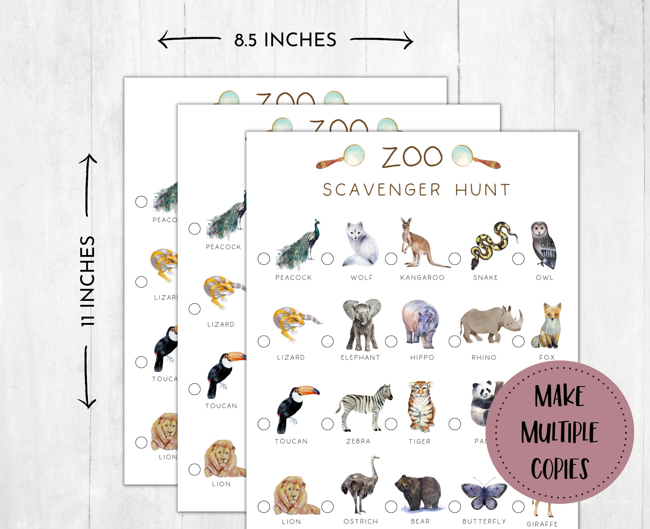 Zoo Scavenger Hunt Printable for Kids Animal Scavenger Hunt - Etsy UK