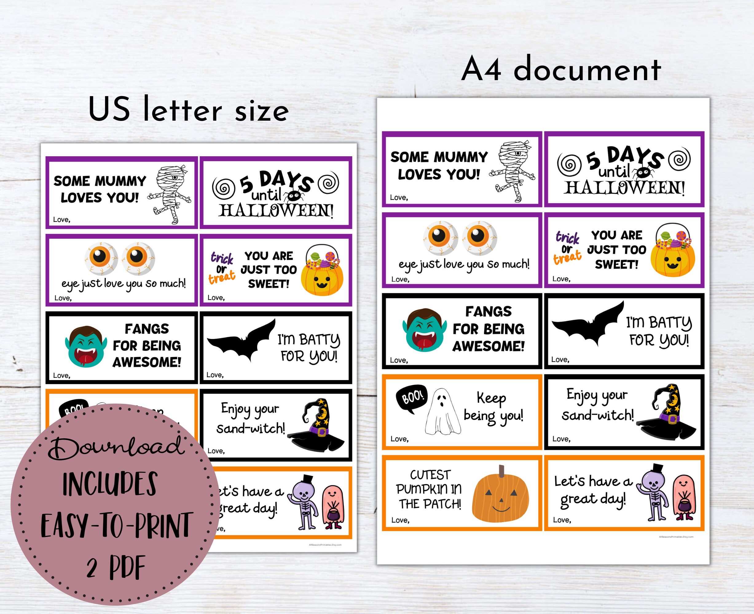 Halloween Lunch Box Notes for Kids | Positive Affirmations for Kids ...