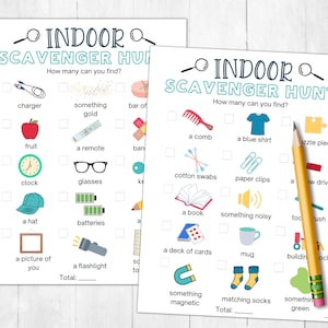 Indoor Scavenger Hunt Printable | Indoor Activity for kids | Last minute indoor printable game for kids