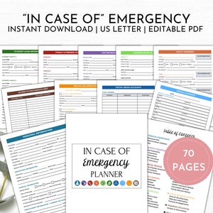 In Case of Emergency, Family Binder Printable, End of Life Planning, Legacy Planner, Fillable PDF, Important documents organizer