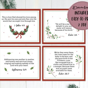 24 Christmas Scripture Cards Printable | Christmas Bible Verse for ...