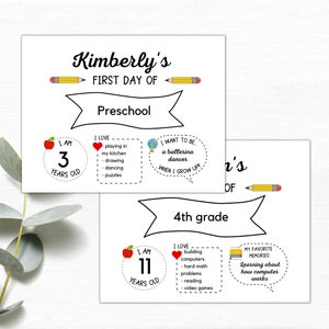 First Day of Preschool Sign | Editable Back to School Sign | Last Minute School Sign | Unisex school sign for kids