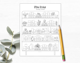 Bible Bookshelf Coloring Printable | Bible Book Tracker Printable | 365 Days of the Bible | Bible Reading Plan Printable | Bible Bookcase
