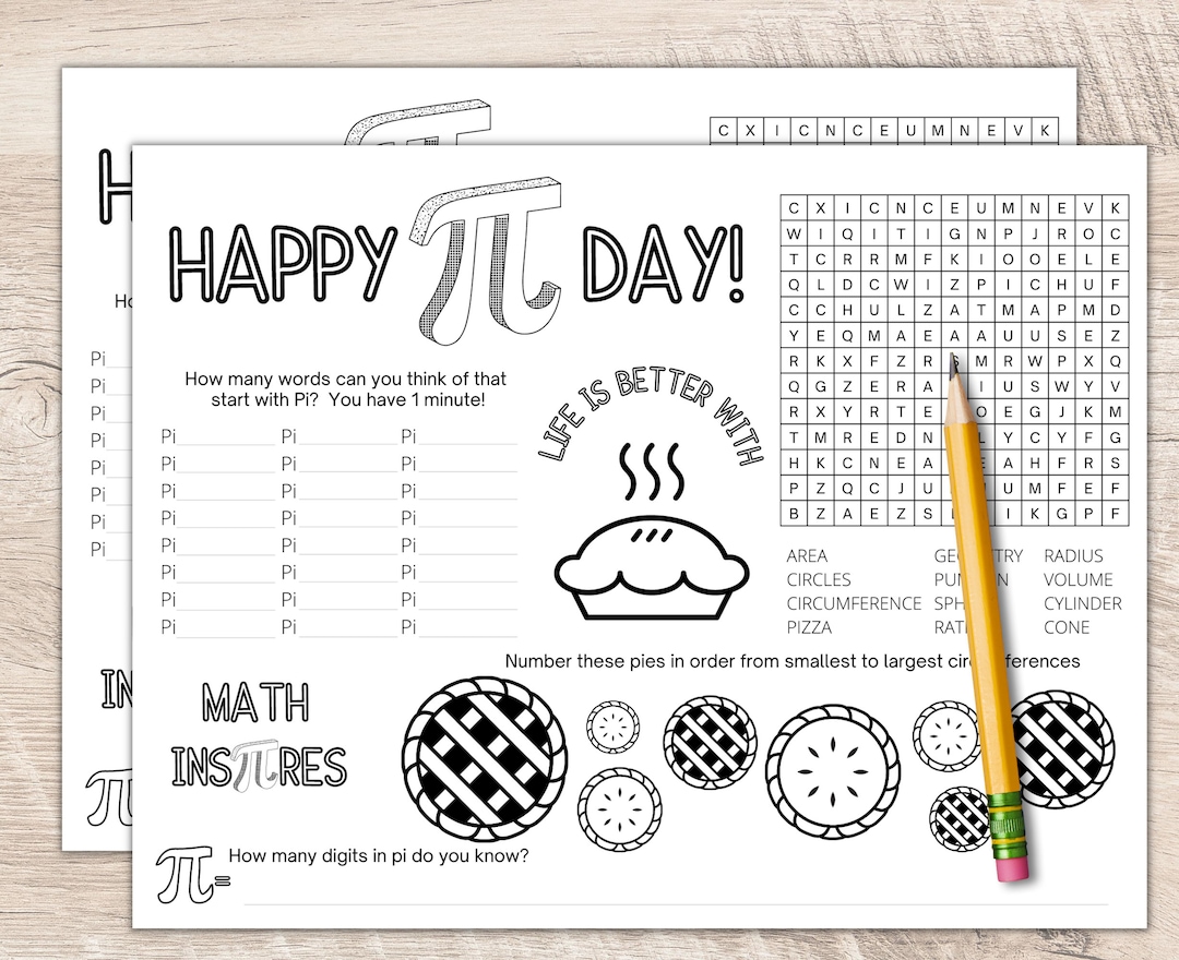 National Pi Day Pi Day Printable Placemat Pi Day Activity Etsy