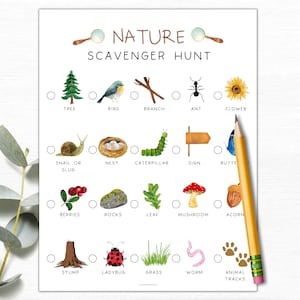 Nature Scavenger Hunt Printable | Kids Scavenger Hunt | Kids Outdoor Summer Activity | Nature Treasure Hunt | Trail Hiking Walk Activity