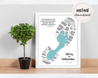 Proverbs 20:7 / Following in Daddy's footprint / Dad's footprint | Christian Father's Day Gifts | Birthday Gifts from kids