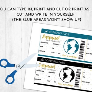 Printable Surprise Trip Ticket | Custom Airplane Ticket | Editable ...