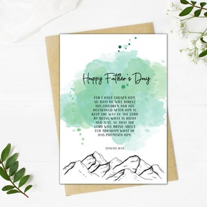 Tarjeta del Día del Padre Cristiano / Porque lo he elegido Tarjeta / Génesis 18:19 / Regalo para papá cristiano / Tarjeta del Día del Padre de último minuto