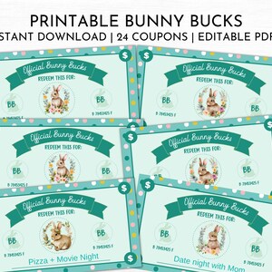 Bunny Bucks Printable | Easter Egg Fillers | Easter Basket Stuffer | Easter Basket Ideas | Last Minute Bunny Money