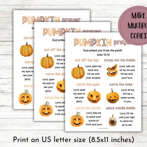 Pumpkin Prayer Christian Halloween Printable | Pumpkin Prayer Activity for Kids | Pumpkin Prayer ...