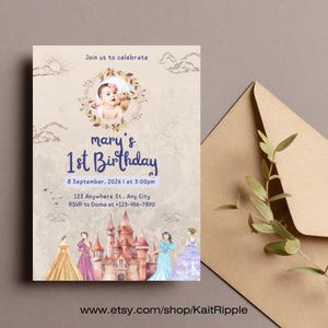 Invito per il primo compleanno di una bambina o di un bambino - Carta strappata marrone, tema neutro - Biglietto minimalista per la festa del primo compleanno - Download digitale stampabile
