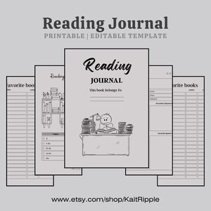 Printable Reading Planner & Book Journal - TBR List, Reviews, Reading Log, Favorite Quotes - Book Tracker PDF - Instant Download