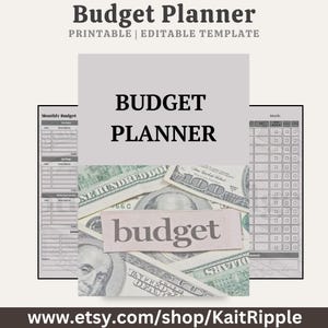 Utskrivbar budgetplanerare - Månadsvis och daglig ekonomiuppföljning - Inkomst-, utgifts- och prenumerationslogg - Redigerbar PDF - Personlig ekonomiorganisatör