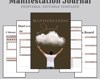 Afdrukbaar manifestatiedagboek - Vision Board & Gratitude Planner - werkboek wet van de aantrekkingskracht - pdf-zelfgroeimindset - direct downloaden