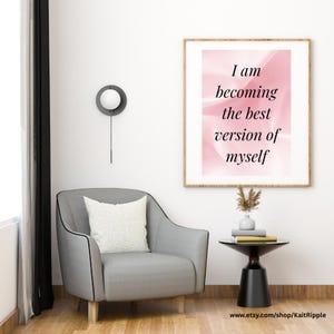 Self Love Affirmation Wall Art Printable - Pink Inspirational Quote Poster for Women - Positive Daily Reminder Decor - Digital Download