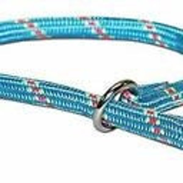 Light Blue Mountain Choke Rolled Round Braided Rope Training Dog Slip Collar