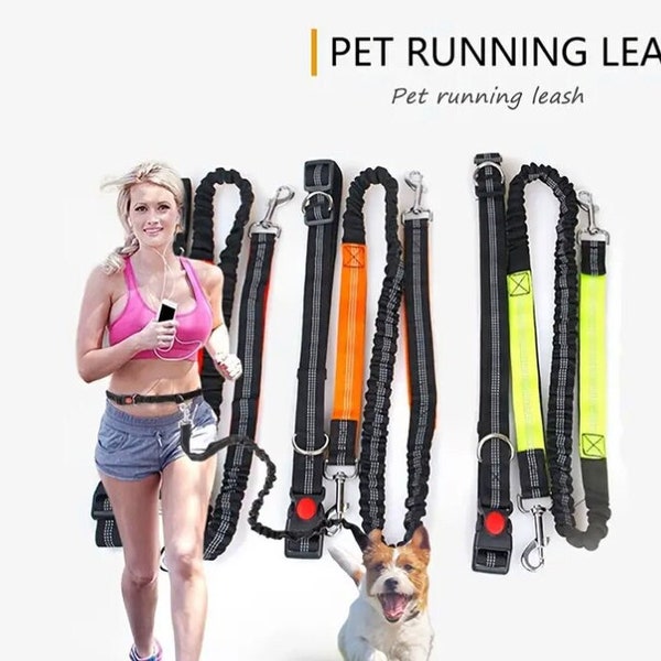 Hands Free Dog Leash For Running, Walking, Retractable Bungee Dog Leash, Adjustable Waist Pet Leash