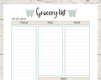 Lista de compras de comestibles rellenable