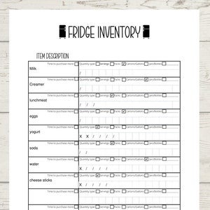 Fillable Fridge Inventory
