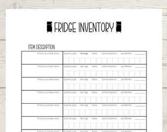 Printable Fridge Inventory