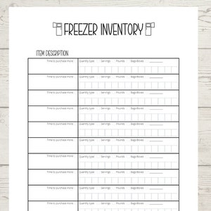 Printable Freezer Inventory Etsy