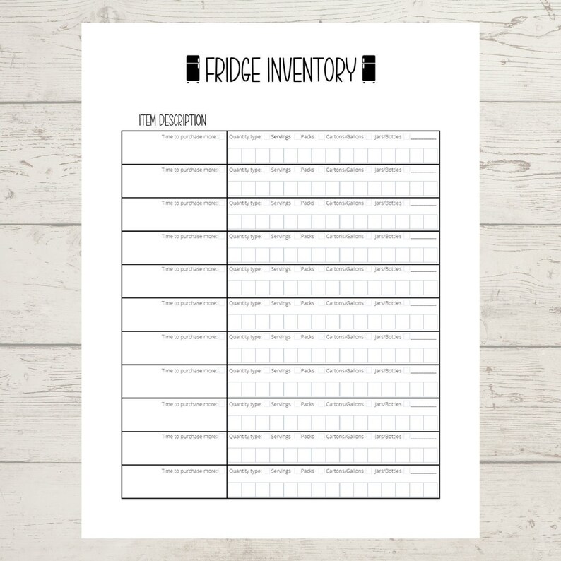 Printable Fridge Inventory - Etsy