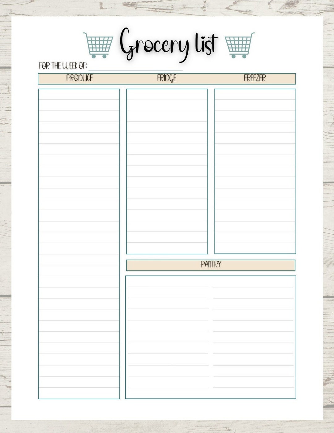Printable Grocery Shopping List - Etsy