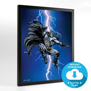 Caped Crusader // Wall Decor // Illustration // Comic Poster // Digital Artwork Only // 11&quot;x14&quot; + 16&quot;x20&quot; + 24&quot;x30&quot; // Hi-Res // JPEG