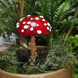 Red Mushroom Forest Toadstool Amanita Mushroom Ornament  plant decoration Fairy Garden Decor for Nature Lovers